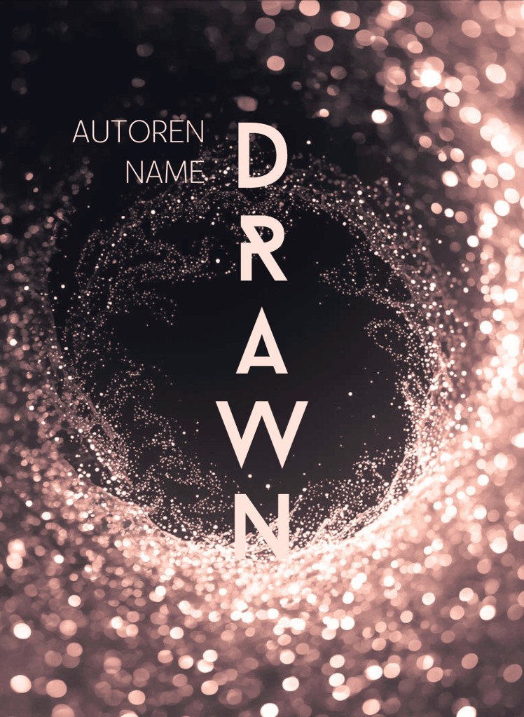 Buchcover Premade, rosa Schrift vertikal mittig vor einem Strudel aus Glitzer.