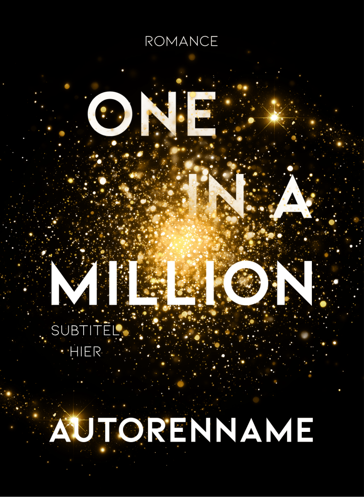 Buchcover Premade, große weiße Schrift um ein golden funkelndes Zentrum herum, das subtil an eine Galaxie erinnert. Hintergrund ist schwarz.