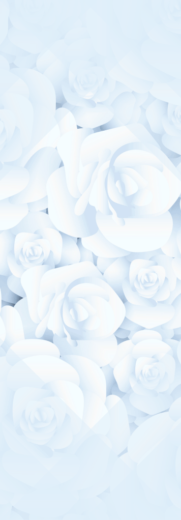 Farbschnitt für Deinen Romance-Roman, zartes helles Blau mit angedeuteten Rosen in diagonalem, halbtransparenten Rahmen
